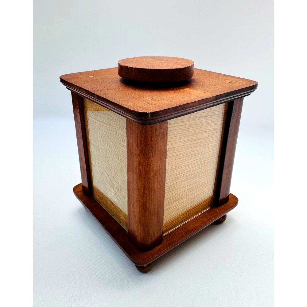 Vintage Japanese Wooden TOYO Rotating Music Box Photo Carousel